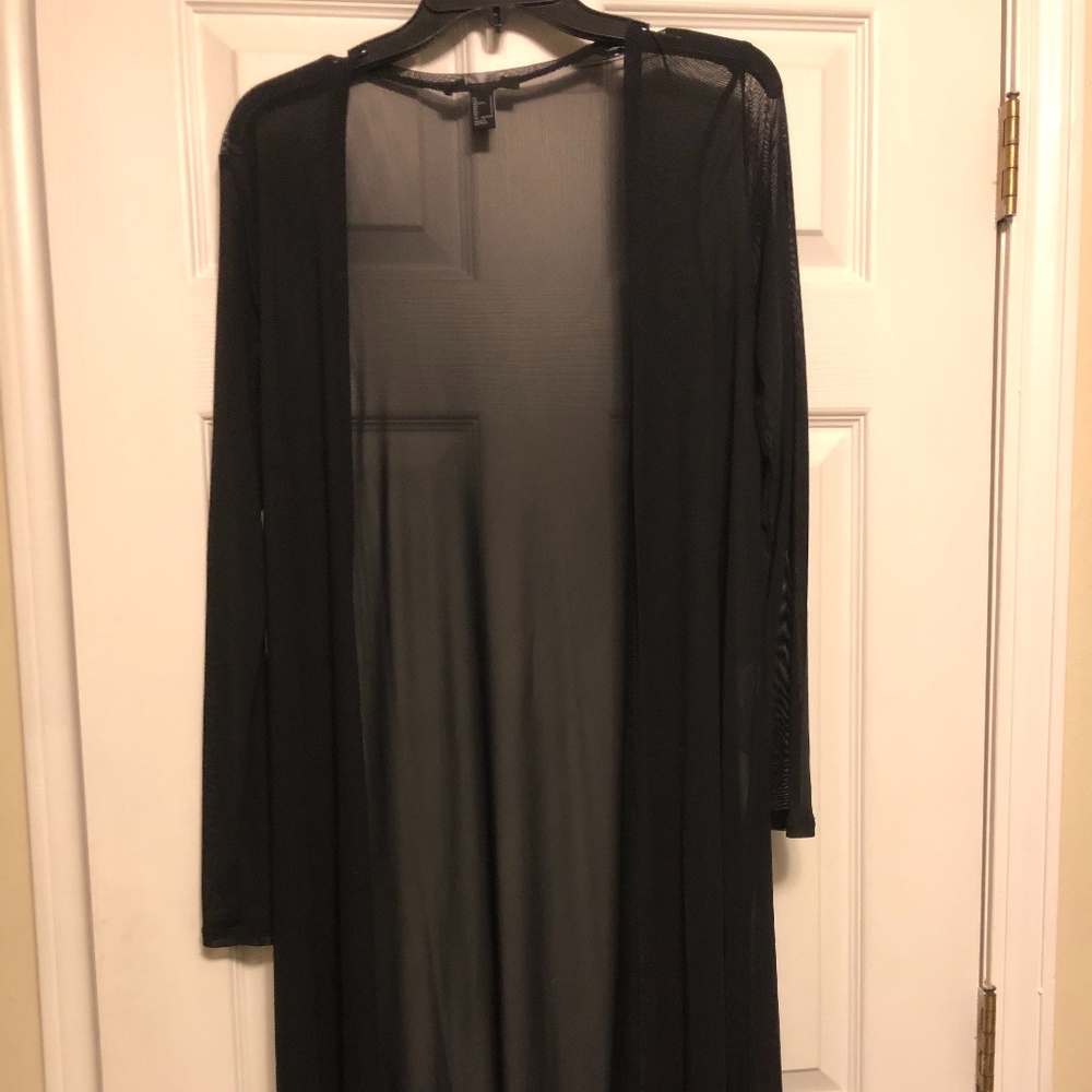 Mesh black calf length cardigan